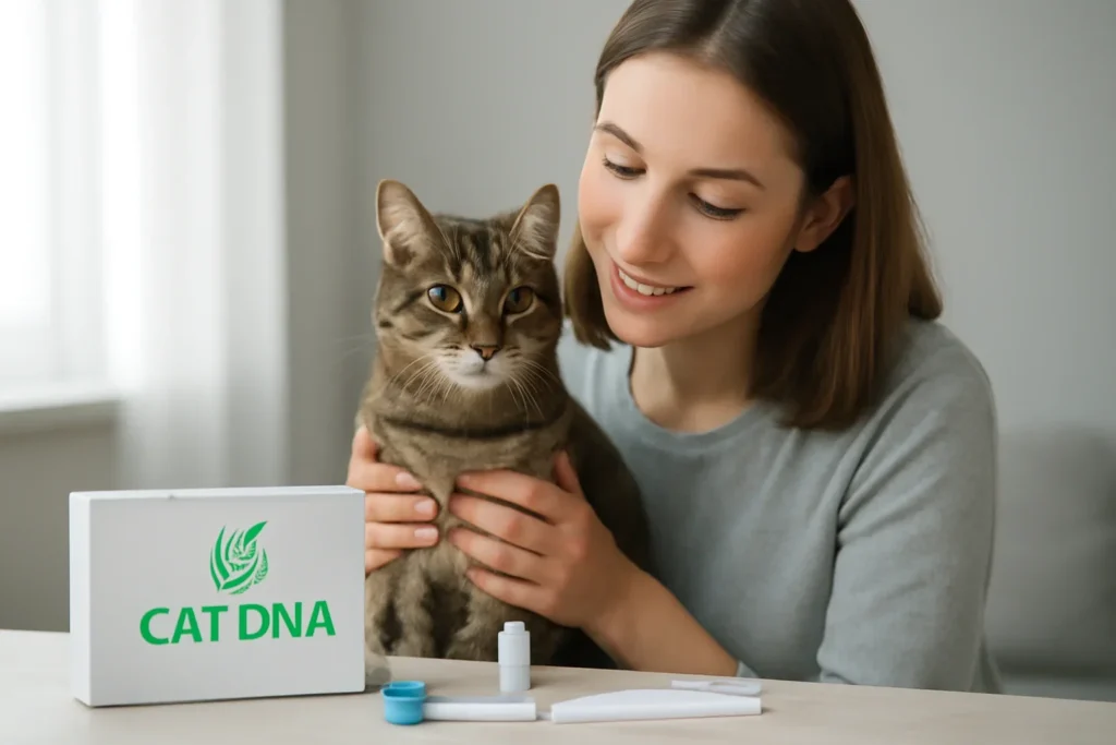 are cat dna tests worth it? visual with cat owner and testing materials