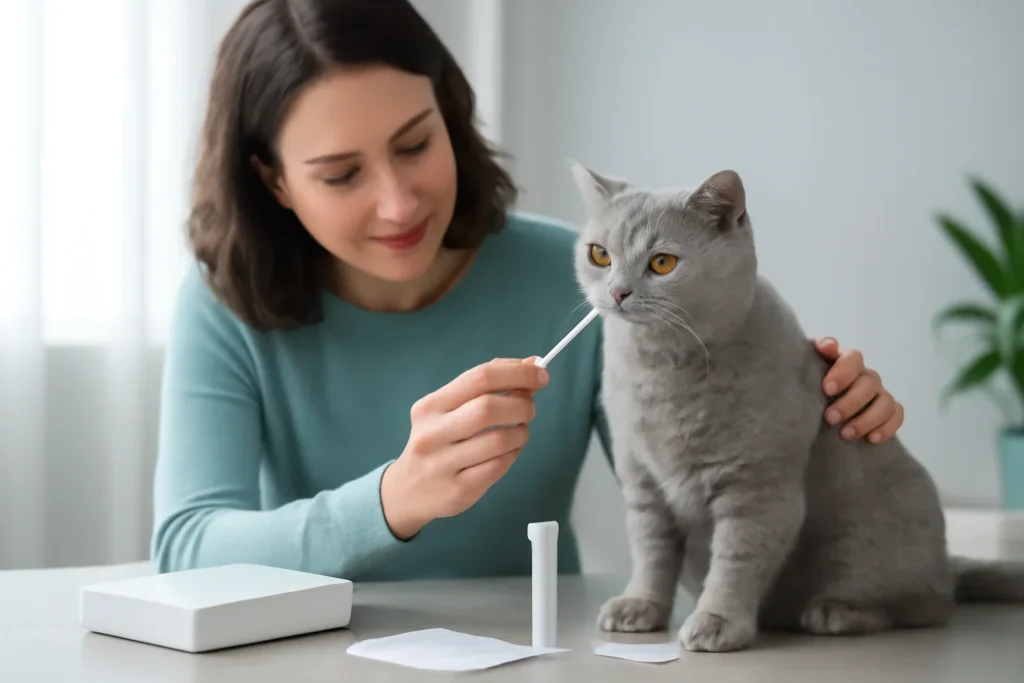 can cat dna tests show related cats? visual with cat owner and testing materials