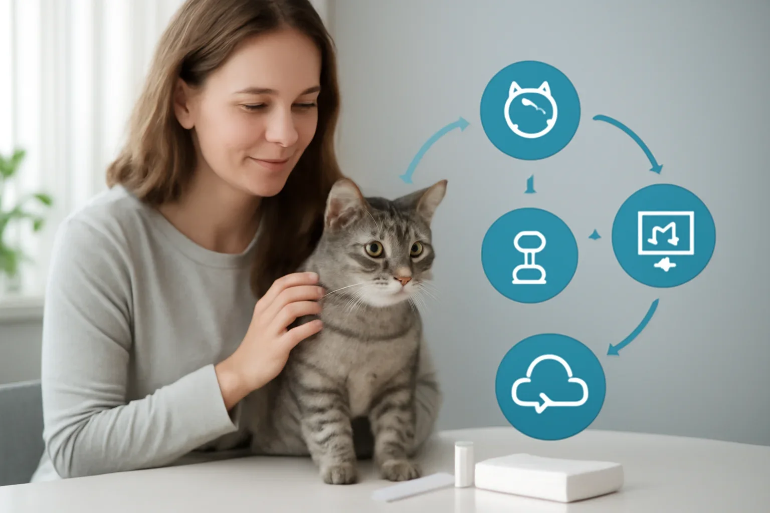 cat dna testing integrations and partner workflows visual with cat owner and testing materials