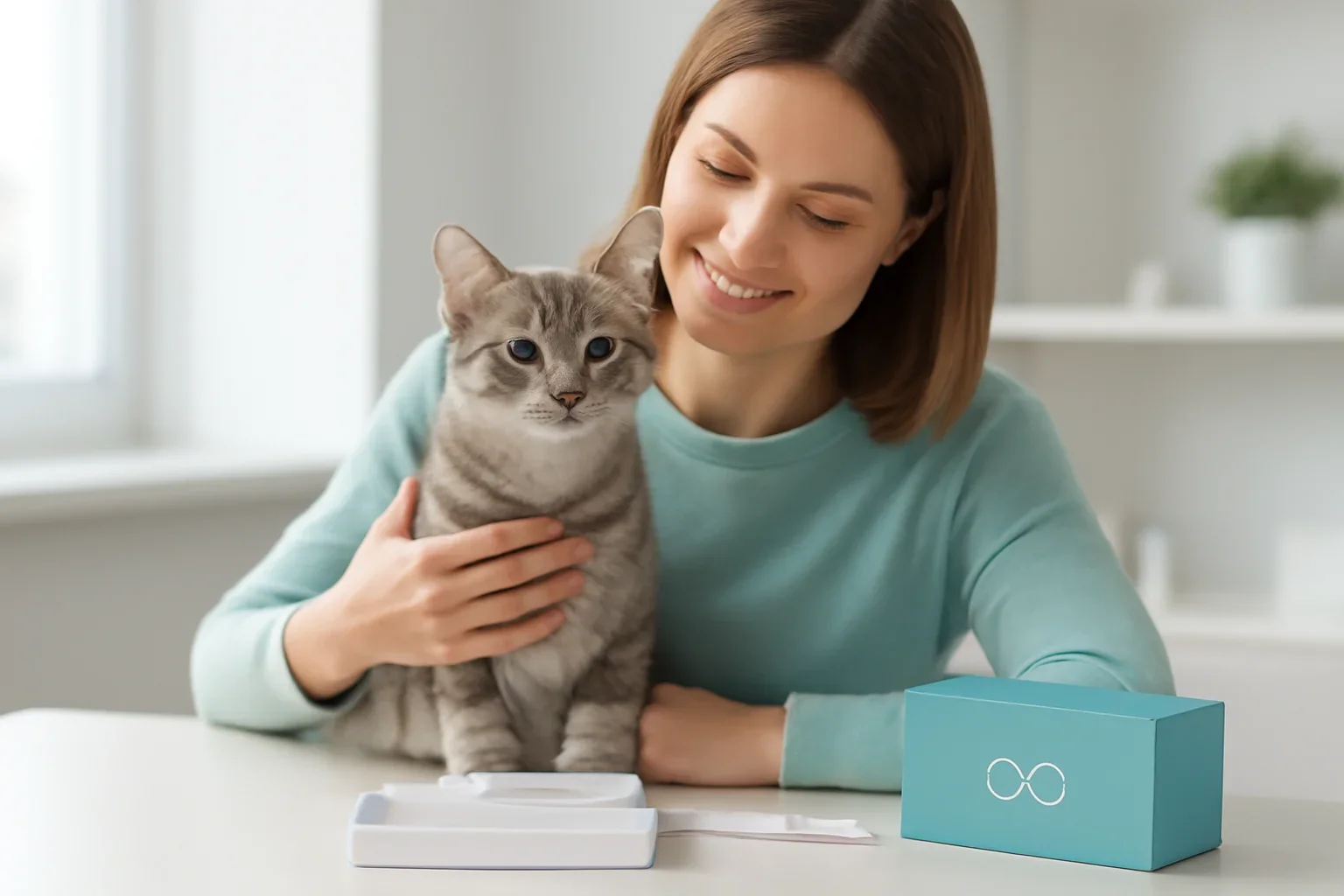 cat dna testing for veterinary clinics visual with cat owner and testing materials
