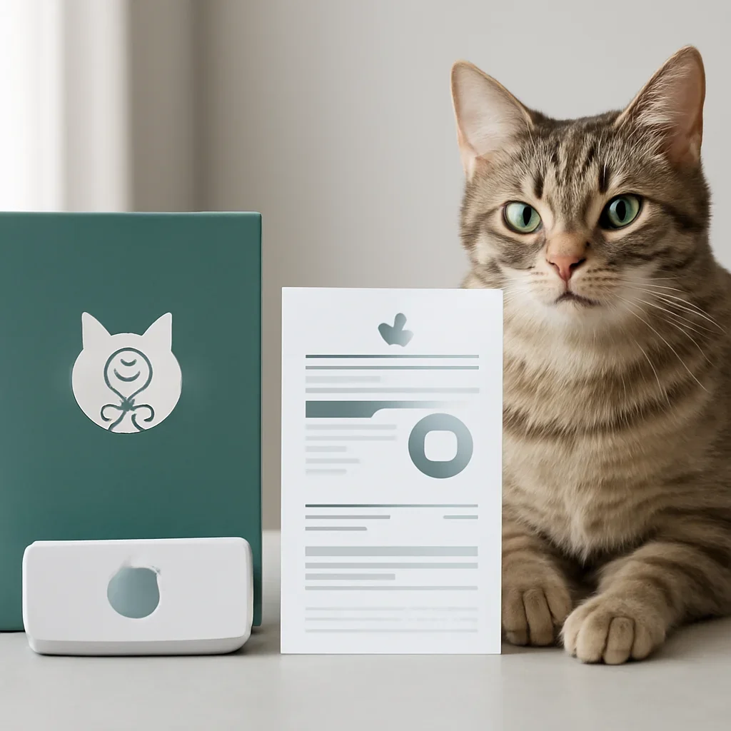 cat DNA testing call to action with kit box and results summary