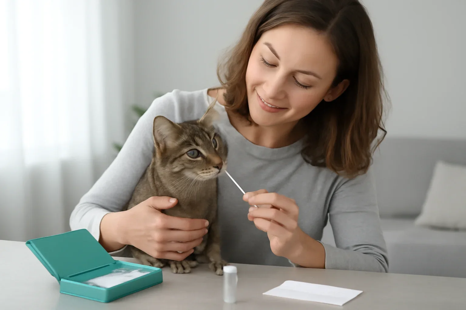 cat dna testing for rescues and shelters visual with cat owner and testing materials